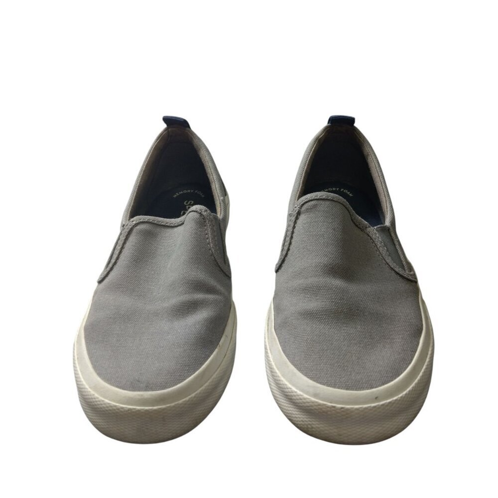 SPERRY Pier Wave Twin Gore Women's Size 6.5 Gray Canvas Slip On Shoes STS 85780